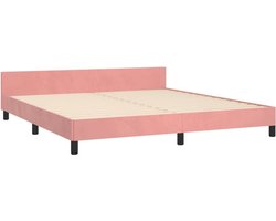 vidaXL - Bedframe - met - hoofdeinde - zonder - matras - 180x200 - cm - fluweel - roze