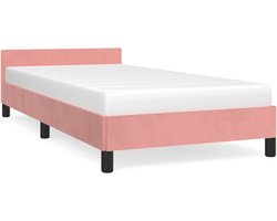 vidaXL - Bedframe - met - hoofdeinde - zonder - matras - 80x200 - cm - fluweel - roze