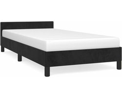 vidaXL - Bedframe - met - hoofdeinde - zonder - matras - 90x200 - cm - fluweel - zwart