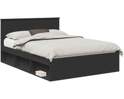 vidaXL - Bedframe - met - hoofdeinde - Zwart - 160 - x - 200 - cm - Bewerkt - hout