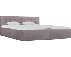 vidaXL - Bedframe - met - hydraulische - opslag - stof - taupe - 160x200 - cm