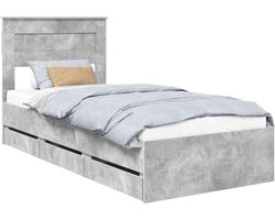 vidaXL - Bedframe - met - lade - Beton - Grijs - 75 - x - 190 - cm - Ingenieurshout
