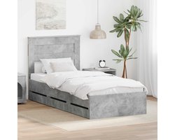 vidaXL - Bedframe - met - lade - Beton - Grijs - 90 - x - 200 - cm - Ingenieurshout