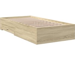 vidaXL - Bedframe - met - lades - bewerkt - hout - sonoma - eikenkleurig - 100x200 - cm