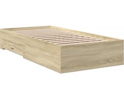 vidaXL - Bedframe - met - lades - bewerkt - hout - sonoma - eikenkleurig - 90x200 - cm