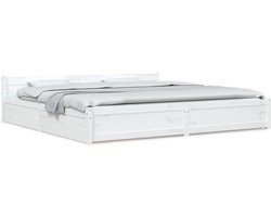 vidaXL - Bedframe - met - lades - wit - 180x200 - cm - Super - King - Size