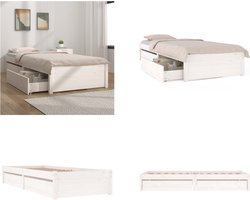 vidaXL Bedframe met lades wit 75x190 cm - Bedframe - Bedframes - Eenpersoonsbed - Bed