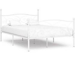 vidaXL - Bedframe - met - lattenbodem - metaal - wit - 160x200 - cm