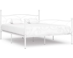 vidaXL - Bedframe - met - lattenbodem - metaal - wit - 200x200 - cm