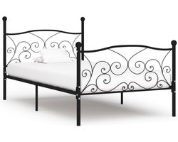 vidaXL - Bedframe - met - lattenbodem - metaal - zwart - 100x200 - cm