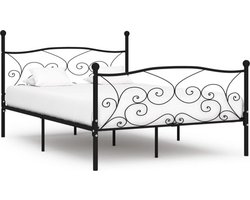 vidaXL - Bedframe - met - lattenbodem - metaal - zwart - 160x200 - cm