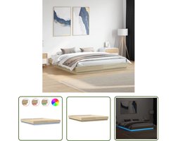 vidaXL Bedframe met LED - 180x200 cm - Sonoma eikenkleur Bed Frame - Led Lampen - Houten Bed - Bedroom Furniture - Eiken Meubels