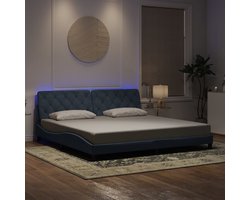 vidaXL - Bedframe - met - LED - zonder - matras - fluweel - donkergrijs - 200x200 - cm