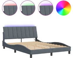 vidaXL - Bedframe - met - LED - zonder - matras - "Hanko" - donkergrijs - 140x200 - cm