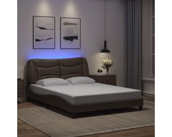 vidaXL - Bedframe - met - LED - zonder - matras - "Hvar" - bruin - 120x200 - cm