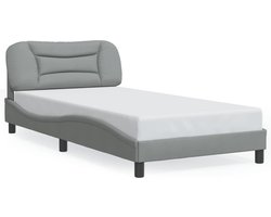 vidaXL - Bedframe - met - LED - zonder - matras - "Hvar" - stof - 100x200 - cm - lichtgrijs