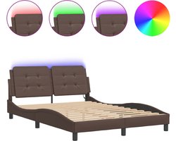 vidaXL - Bedframe - met - LED - zonder - matras - "Zadar" - bruin - 120x200 - cm