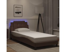 vidaXL - Bedframe - met - LED - zonder - matras - "Zadar" - bruin - 80x200 - cm
