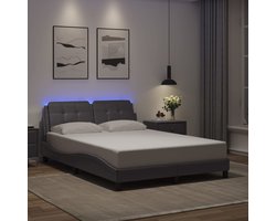 vidaXL - Bedframe - met - LED - zonder - matras - "Zadar" - grijs - 140x190 - cm