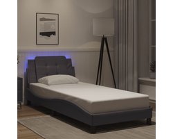 vidaXL - Bedframe - met - LED - zonder - matras - "Zadar" - grijs - 80x200 - cm