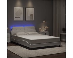 vidaXL - Bedframe - met - LED - zonder - matras - "Zadar" - wit - 120x200 - cm