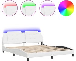 vidaXL - Bedframe - met - LED - zonder - matras - "Zadar" - wit - 180x200 - cm