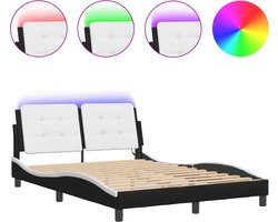 vidaXL - Bedframe - met - LED - zonder - matras - "Zadar" - zwart - en - wit - 120x200 - cm