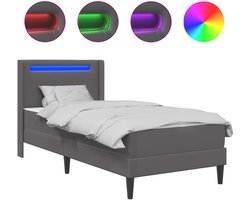 vidaXL - Bedframe - met - matras - Grijs - 100 - x - 200 - cm - Kunstleer