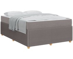 vidaXL - Bedframe - met - matras - Taupe - 140 - x - 200 - cm - Stof