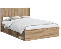 vidaXL - Bedframe - met - opbergruimte - en - hoofdbord - Artisanaal - eiken