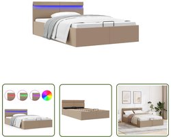 vidaXL Bedframe met Opbergruimte en LED 120x200 cm Kunstleder Bed - Boxspring Bed - Hoofdbord Bed - Led Bed - Opbergbed