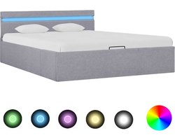 vidaXL - Bedframe - met - opbergruimte - en - LED - stof - lichtgrijs - 120x200 - cm