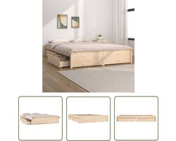 vidaXL Bedframe Met Opbergruimte - Houten Bed Frame - Bedframe met lades 180x200 cm - Tweepersoons Bed - Super King Size Bed - Grenenhout Bedframe