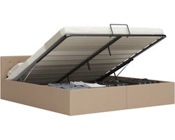 vidaXL - Bedframe - met - opslag - hydraulisch - kunstleer - cappuccino - 180x200 - cm