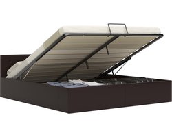 vidaXL - Bedframe - met - opslag - hydraulisch - kunstleer - grijs - 180x200 - cm