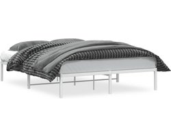 vidaXL - Bedframe - metaal - wit - 150x200 - cm