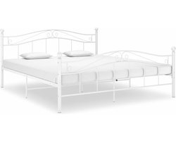 vidaXL - Bedframe - metaal - wit - 160x200 - cm