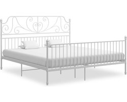 vidaXL - Bedframe - metaal - wit - 180x200 - cm