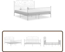 vidaXL Bedframe - Metaal - Wit - 180x200 cm Metalen Bed Frame - Wit Bed Frame - Tweepersoons Bed - Boxspring Bed - Slaapcomfort