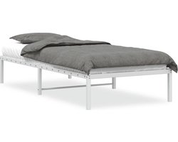 vidaXL - Bedframe - metaal - wit - 90x190 - cm