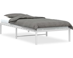 vidaXL - Bedframe - metaal - wit - 90x200 - cm