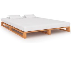 vidaXL - Bedframe - pallet - massief - grenenhout - bruin - 180x200 - cm