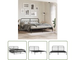 vidaXL Bedframe - Slaap Kamer - Bedframe met hoofdbord metaal zwart 180x200 cm - Boxspring - Tweepersoonsbed - Metalen Bed
