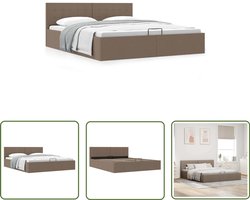 vidaXL Bedframe Taupe - 160x200 cm - Hydraulische Opbergruimte Hydraulisch Bed - Stof Bed - Opbergbed - Tweepersoonsbed - Taupecolor