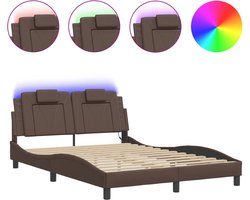 vidaXL - Bedframe - "Viana" - met - LED - zonder - matras - bruin - 120x200 - cm