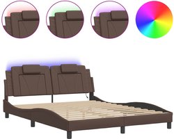 vidaXL - Bedframe - "Viana" - met - LED - zonder - matras - bruin - 160x200 - cm