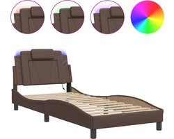 vidaXL - Bedframe - "Viana" - met - LED - zonder - matras - bruin - 80x200 - cm