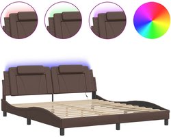 vidaXL - Bedframe - "Viana" - met - LED - zonder - matras - grijs - 180x200 - cm