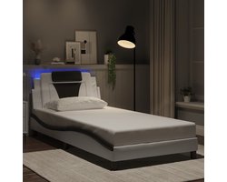 vidaXL - Bedframe - "Viana" - met - LED - zonder - matras - wit - en - zwart - 100x200 - cm