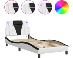 vidaXL - Bedframe - "Viana" - met - LED - zonder - matras - wit - en - zwart - 90x200 - cm